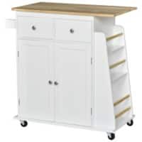 HOMCOM Kitchen Cart, Particle Board, Rubber Wood White 890 x 450 x 895 mm