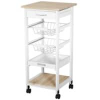 HOMCOM MDF Wood 5-Tier Kitchen Storage Trolley White 370 x 370 x 820 mm