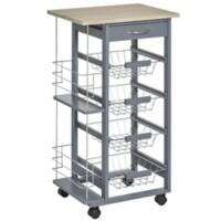 HOMCOM Kitchen Cart Iron, MDF (Medium-Density Fibreboard), Pine Dark Grey 470 x 370 x 830 mm