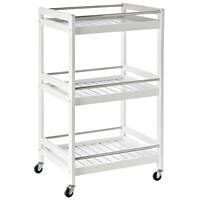 HOMCOM Kitchen Cart Bamboo, Pine, Stainless Steel White 450 x 380 x 780 mm