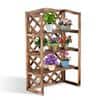 Outsunny 3-Tier Fir Wood Flower Stand, 75Lx38Wx120H cm-Carbonized Wood Colour