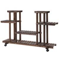 Outsunny Movable 4-Tier  Garden Holder Display Shelf Indoor Outdoor Flower Display Stand