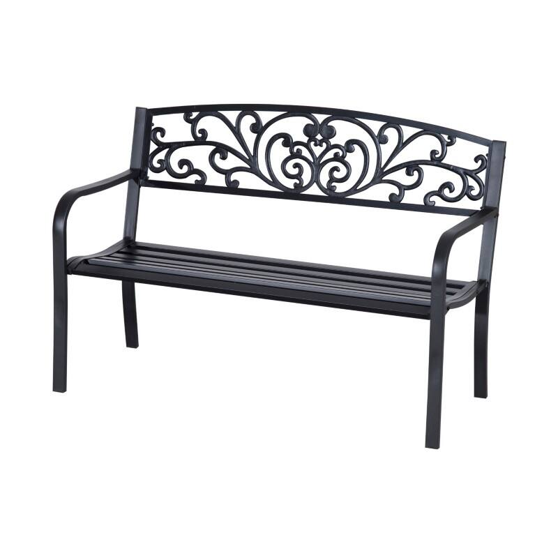 OutSunny Garden Bench 2 Seat 1,270 x 600 x 870 mm Metal Black