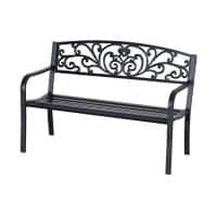 Outsunny 2-Seater Garden Bench, Steel-Black