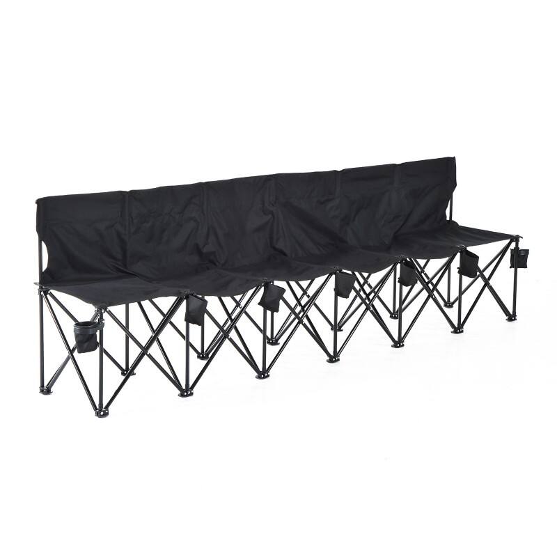 OutSunny Camping Chair 6 Seat 2,590 x 480 x 800 mm Metal, Oxford Fabric Black