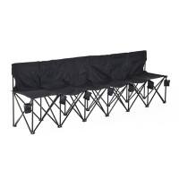 Outsunny 6 Seater Folding Sports Bench Outdoor Picnic Camping Portable Chair w/Cup Holder & Carry Bag - Black