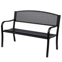 Outsunny Garden Bench Furniture Patio Park 2 Person Chair Seat Steel Black 120cm Outdoor