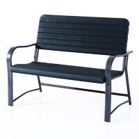 Outsunny Metal Frame 2 Seater Bench-Black, Atrovirens Slat