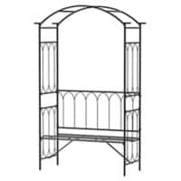 Outsunny Metal Frame Bench W/Arch, 115Lx50Wx203H cm-Black