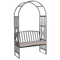 OutSunny Garden Bench 2 Seat 1,140 x 600 x 2,060 mm Metal, PL (Polyester) Grey