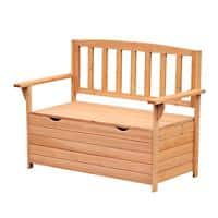 Outsunny Outdoor Storage Bench, Fir Wood, 112Lx58Wx84H cm-Natural Wood Colour