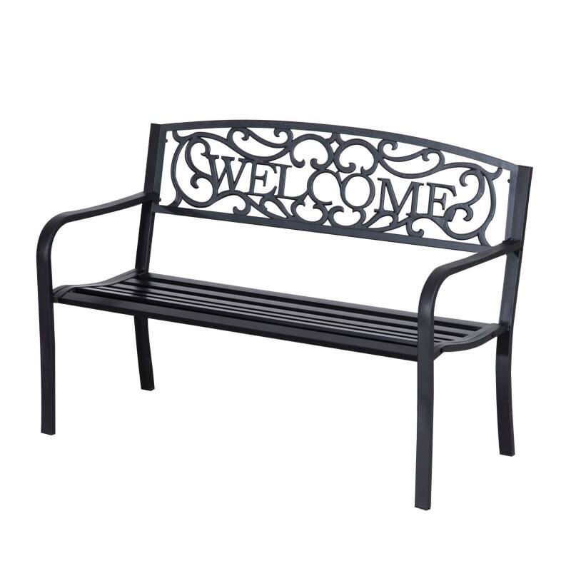OutSunny Garden Bench 2 Seat 1,270 x 600 x 870 mm Metal Black
