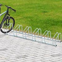 HOMCOM 6-Bike Floor Parking Stand-Silver