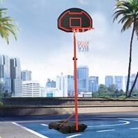 HOMCOM Steel Frame Adjustable Basketball Hoop Stand Black/Red