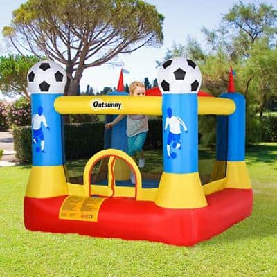 Outsunny Kids Bouncy Castle House Inflatable Trampoline Water Pool 2 in 1 with Blower for Kids Age 3-12 Rainbow Design 2.9 x 2 x 1.55m