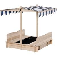 OutSunny Cabana Playset Sandbox 343-029 Fir Wood, PL (Polyester) Blue, White