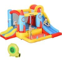 Outsunny Bounce Castle Inflatable Trampoline Slide Pool Rocket Design 3.4 x 2.8 x 1.85m