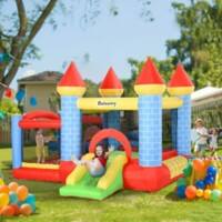 Outsunny Kids Bounce Castle Inflatable Trampoline Slide Pool Basket 3 x 2.75 x 2.1m