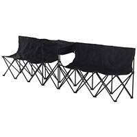 Outsunny 6-Seater Folding Steel Camping Bench w/ Cooler Bag Black