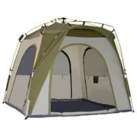 Outsunny Camping Tent, 240Lx240Wx195H cm, Polyester, Aluminium-Army Green/Grey