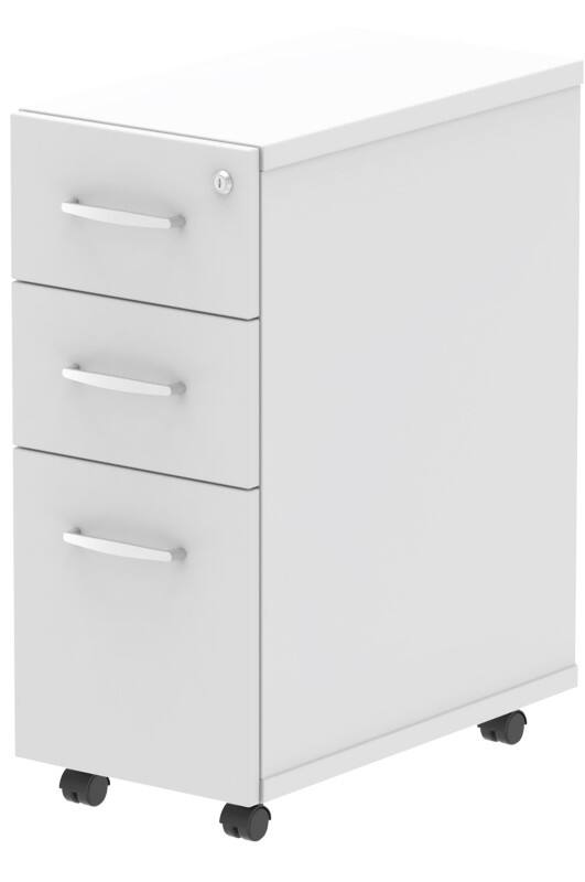 Impulse Narrow Under Desk Pedestal 3 Drawer White
