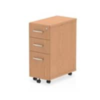 Impulse Narrow Under Desk Pedestal 3 Drawer Oak