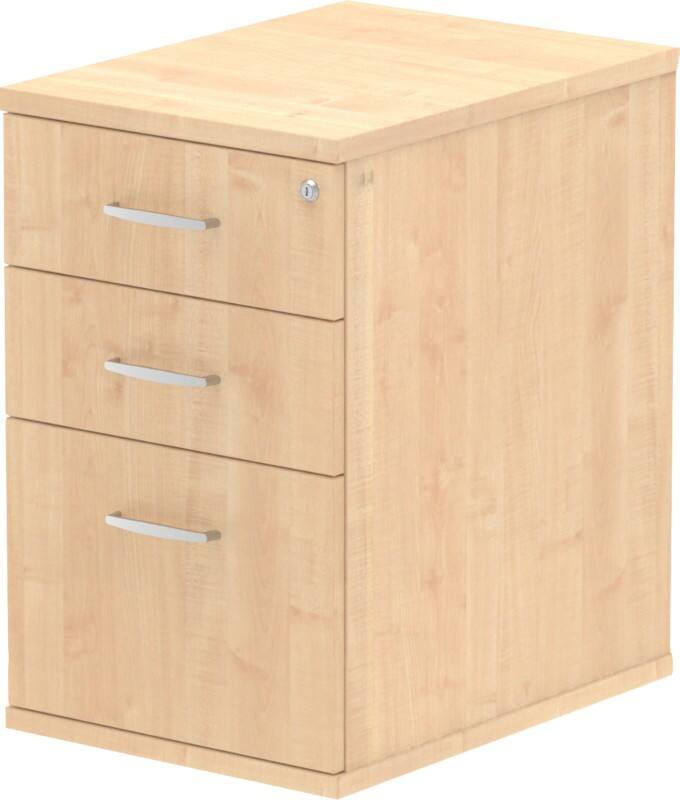 dynamic MFC (Melamine Faced Chipboard) Desk High Pedestal 3 Drawers Lockable 430 x 600 x 730 mm Light Brown