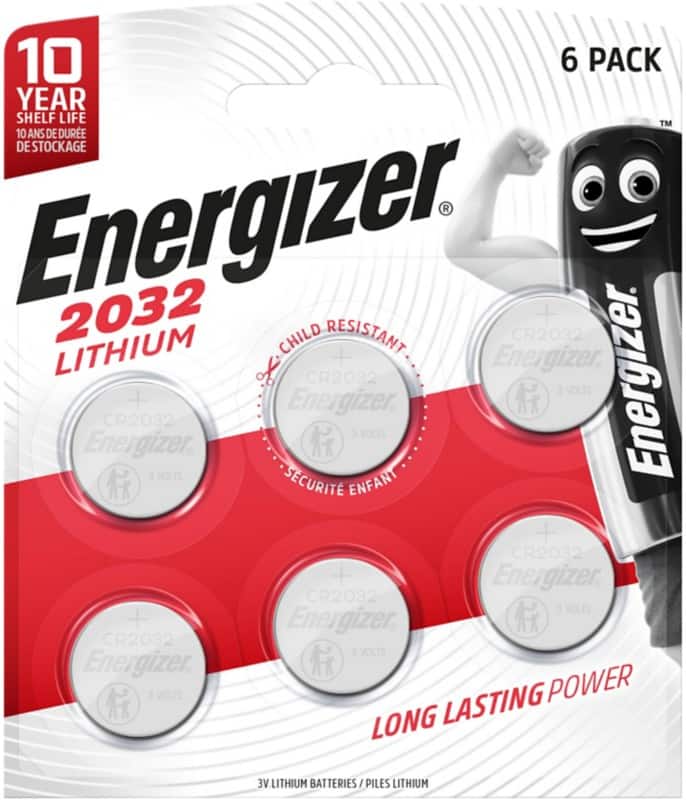 Energizer CR2032 Lithium Coin Cell Battery Pack of 6