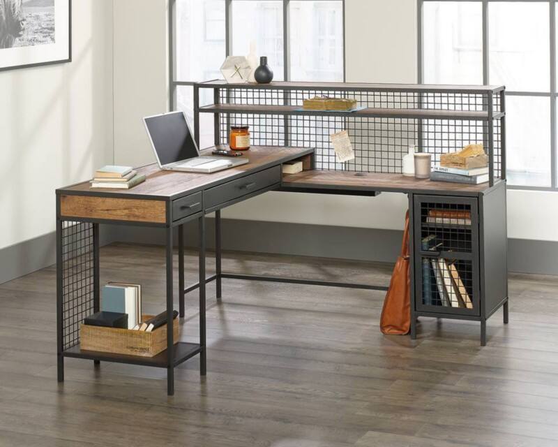 TEKNIK Boulevard Home Office Desk Oak 4 Metal legs 2 Drawers 1,542 (W) x 510 (D) x 1,079 (H) mm Laminated Particle Board