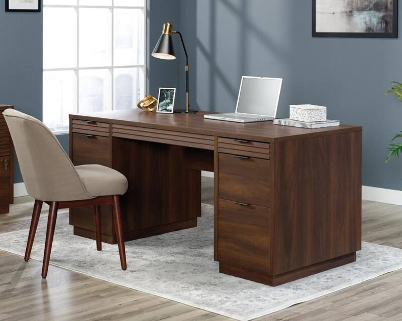TEKNIK Elstree Home Office Desk Mahogany Base panel 6 Drawers 1,654 (W) x 743 (D) x 743 (H) mm Laminated Particle Board