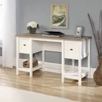 TEKNIK Shaker Home Office Desk White Wooden Legs 2 Drawers 1,370 (W) x 494 (D) x 756 (H) mm Laminated Particle Board
