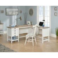 TEKNIK Shaker Home Office Desk White Wooden Legs 2 Drawers 1,654 (W) x 1,490 (D) x 756 (H) mm Laminated Particle Board