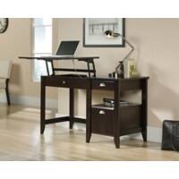 TEKNIK Height Adjustable Home Office Desk Jamocha Wood Wooden Legs 2 Drawers 1,270 (W) x 596 (D) x 1,030 (H) mm Laminated Particle Board
