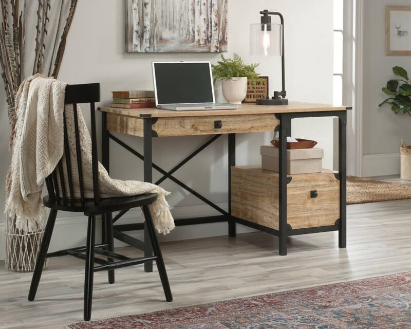 TEKNIK Steel Gorge Home Office Desk 4 Metal legs 2 Drawers 1,206 (W) x 596 (D) x 750 (H) mm Particle Board