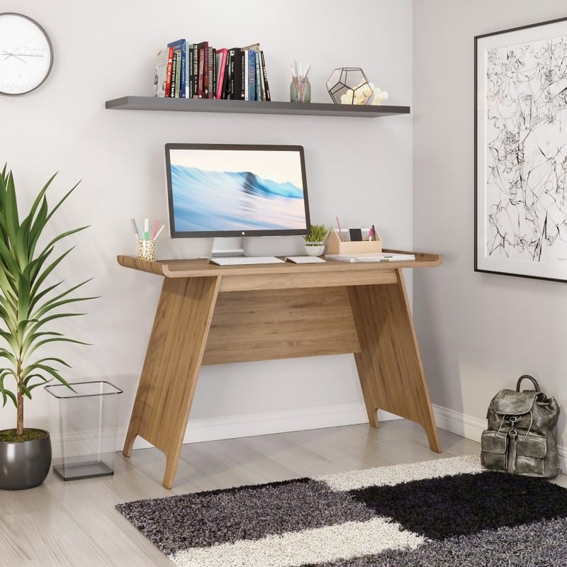 TEKNIK Towson Home Office Desk Oak Base panel 1,200 (W) x 550 (D) x 770 (H) mm Laminated Particle Board