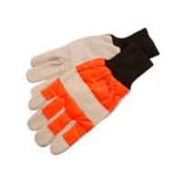 Faithfull Non-Disposable Chainsaw Safety Gloves CH015 Leather Black, Cream, Orange