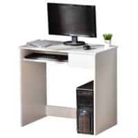 HOMCOM Computer Desk White Rubberwood 1 Drawer 1 Pedestal 450 (W) x 800 (D) x 750 (H) mm Particle Board