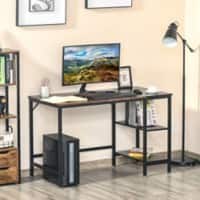 HOMCOM Home Office Desk Rustic Brown Rubberwood 4 Metal legs 600 (W) x 1,200 (D) x 760 (H) mm Particle Board, Steel