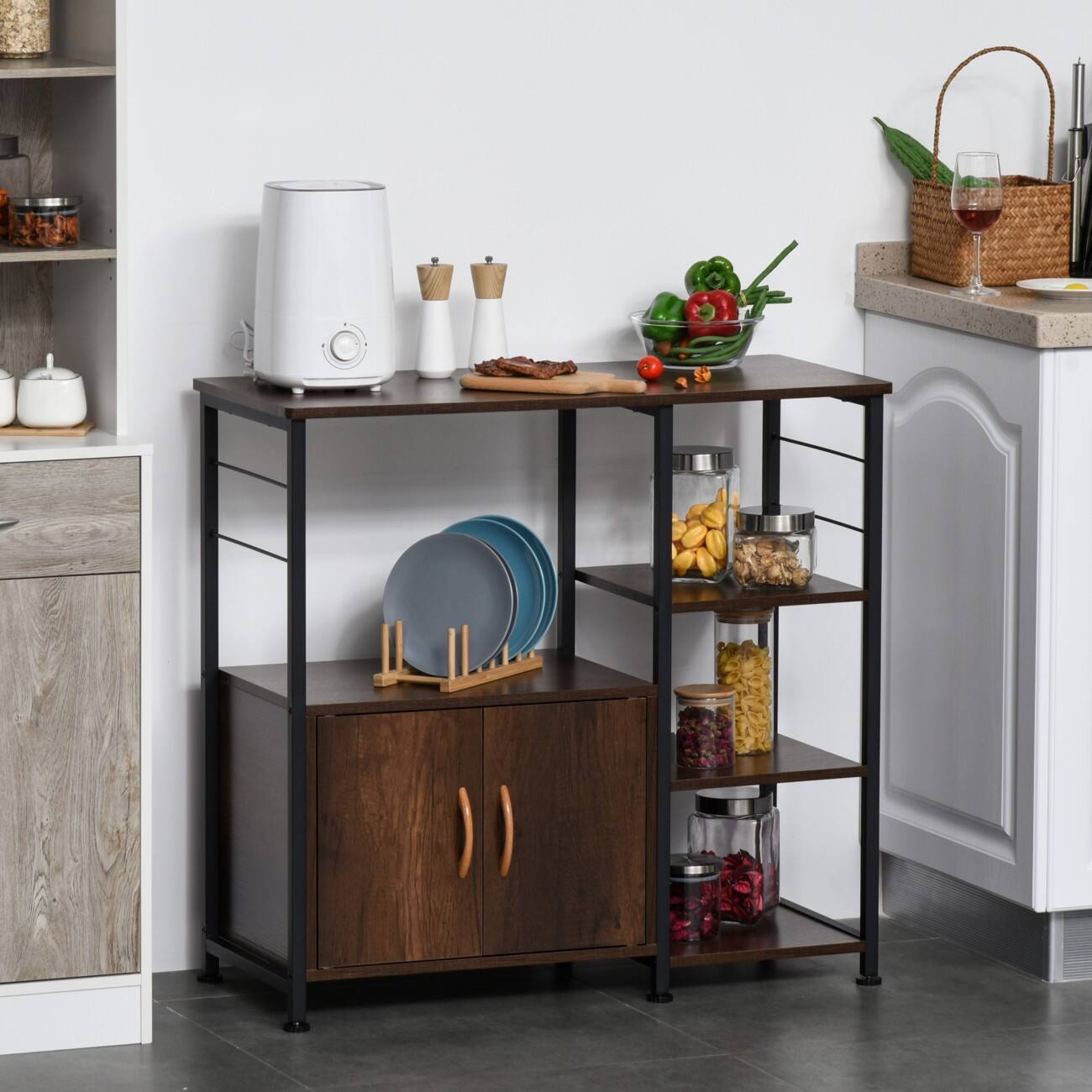 Homcom Industrial Storage Cupboard Rack Black, Brown | Viking Direct UK