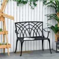 OutSunny Cast Aluminium Garden Bench Black