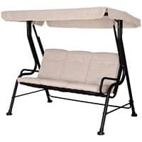OutSunny 3 Seater Swing Bench Thick Padded Beige