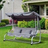 OutSunny3 Seater Swing Bench and 2 Pillows Grey