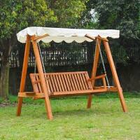 OutSunny 3 Seater Swing Bench Larch Wood Cream
