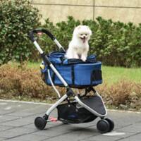 Pawhut Dog Stroller 2 in 1 Adjustable Dark Blue