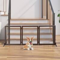 Pawhut Freestanding Dog Fate with Support Brown