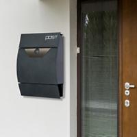 Homcom Mail Box Waterproof with Lid Grey