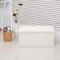 HOMCOM Ottoman Faux Leather Cream 380 x 380 mm