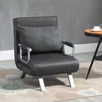Homcom Convertible Sleeper Chair 2 in 1 Grey Suede