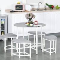 Homcom Dining Table Set and Stools Grey