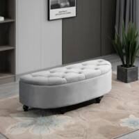 Homcom Semi Circle Bench with Rubberwood Legs Grey